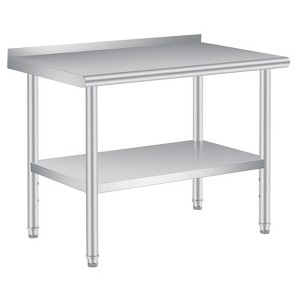 Stainless Steel Table for Prep & Work with Backsplash  Inches, Commercial Heavy Duty Table with Adjustable Under Shelf for Kitchen Busines - 1 of 4