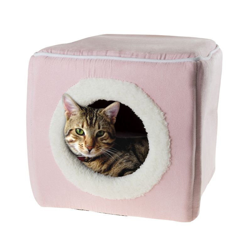 Pet Adobe Enclosed Cat Bed Cave with Removable Cushion - Pink, 2 of 6