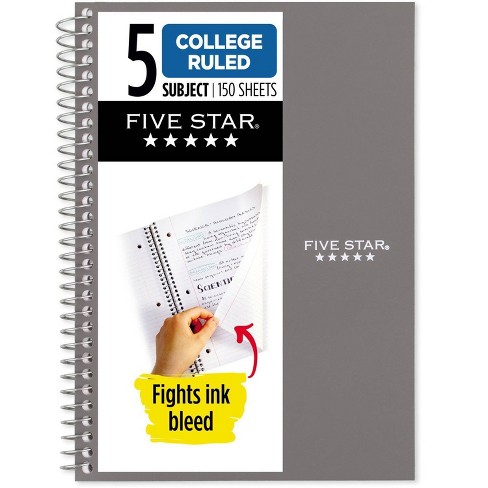 Five Star 150pg 5 Subject College Ruled Notebook 9.5