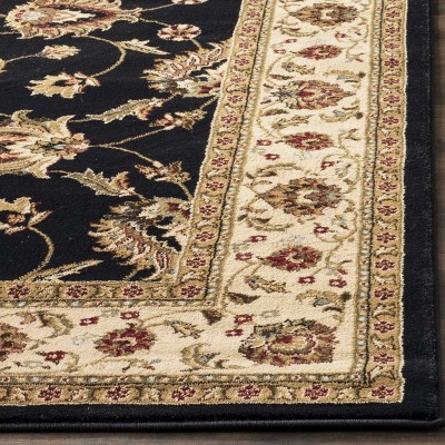 Black and Ivory Safavid Style Synthetic Area Rug, 12' x 15'