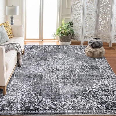 Washable Area Rugs Stain Resistant Carpet for Living Room Bedroom Kitchen Bathroom with Non Slip Backing Home Decor Floor Decoration Mat