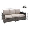 FIONECA 3-Piece Patio Furniture Set ¨C PE Wicker Barrel-Style Sofa Set with Beige Cushions - 2 of 4