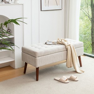 CAVINAS Storage Bench with Cushioned End of Bed Bench, Modern Bedroom Storage Bench for Bedroom, Entryway - 1 of 4