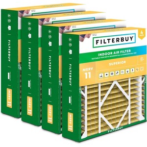 Filterbuy 21x21x5 Air Filter (4-Pack), Pleated MERV 11 Allergen Defense Replacement HVAC AC Furnace Air Filters Replacement for Rheem, Ruud, & Protech - 1 of 4