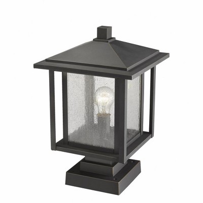 Aspen Oil Rubbed Bronze Outdoor Pier Light with Seedy Glass Shade