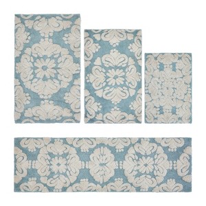 Medallion Collection 4 Piece 100% Cotton Tufted Bathroom Rug Set  with Non-Slip Backing, Machine Washable, Tumble Dry Bath Mat - 1 of 4