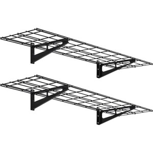 Heavy Duty Garage Wall Shelving with Hooks,Storage Shelve(Black, 2 Pack) - 1 of 4