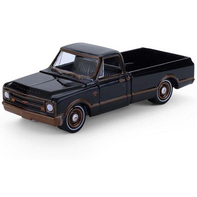 1972 Chevrolet C10 Pickup Truck Lowrider Black with Bronze Stripes 1/64 Scale Diecast Model Cars by Greenlight