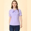INSPIRE CHIC Women's Bow Tie Collar Elegant Office Short Sleeve Blouse - 3 of 4