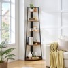 VEVOR 5 Tier Corner Shelf, 70" Tall Corner Bookshelf with Metal Frame & Wooden Shelves, Industrial Corner Ladder Shelf for Living Room, Brown - 2 of 4