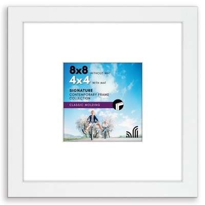 Americanflat Picture Frame in White MDF / Shatter Resistant Glass with Easel Stand for Wall and Tabletop - 8" x 8"