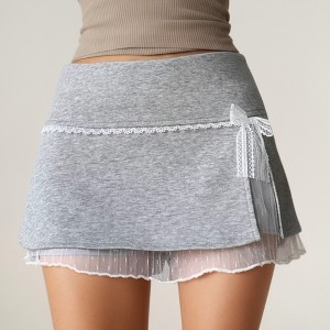 Anna-Kaci Women's Lace-Trim Wrap Athletic Skort with Built-In Shorts and Layered Mesh Detail for Soft Feminine Active Style - 1 of 4