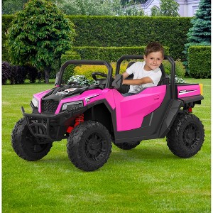 24V Ride On Dump Truck with Remote Control, 2 Seater Electric Toy Car for Kids, All-Terrain Kids Construction Vehicle w/Dump Bed & Shovel - 1 of 4