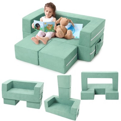 Jojoka Kids Play Sofa Set, 3-Piece Modular Convertible Toddler Couch and Floor Sofa for Children’s Room and Playroom