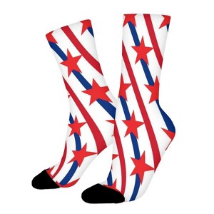 American Stars And Stripes Women Printed Crew Socks Funny Funky Socks Soft Polyester Novelty Gifts for Artists Men - 1 of 1