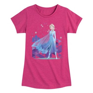 Girls' - Frozen 2 - Elsa's Winter Fitted Short Sleeve Graphic T-Shirt - 1 of 4