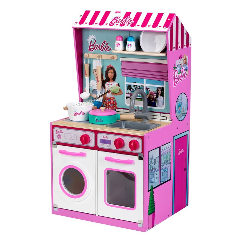 Theo Klein 2 In 1 Barbie Wooden and Metal Toy Kitchen and Dollhouse with Pretend Washing Machine and Oven for Kids Ages 3 and Up, 3 of 8