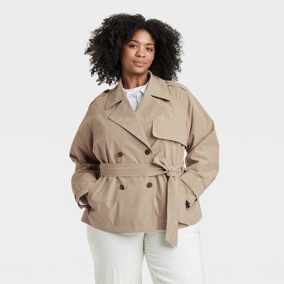 Women's Short Trench Coat - A New Day™ Tan 1X