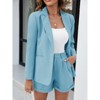 Imily Bela Women's two-piece suit with long-sleeve blazer and solid color shorts with pockets - 2 of 4
