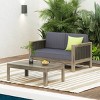 Coolbibila-Loveseat And Coffee Table Set With Cushions, Outdoor Acacia Wood Lounge Chair And Wicker Coffee Table - 3 of 4