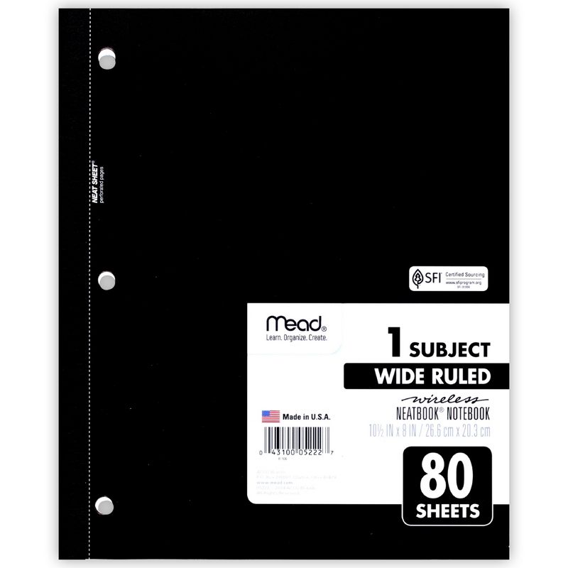 Mead Wireless Neatbook Notebook, 1-Subject, Wide Ruled, Pack of 6, 3 of 4