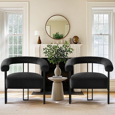 Velvet Accent Chair for Bedroom,Modern Barrel Armchair with Upholstered Velvet Backrest,Comfy Lounge Seating for Living Room-Maison Boucle