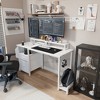 Racxily 47.3"Office Desk with Power Outlet, 2 Monitor Stands,2 Drawers,Side Pocket, for Home Desk, Computer Desk, Game Table, White - 3 of 4