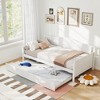 ELJGET Twin Size Daybed with Pull-Out Trundle, Solid Wood Frame, Built-In Headboard & Armrests, Space-Saving Guest Bed for Bedroom, White - 3 of 4