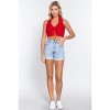 Slickblue Halter Ruched Crop Knit Top, Juniors Sweater Style, Sleeveless Fit, Mango Sherbet/Red Glow, Size, S-L - 3 of 4