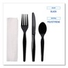 Boardwalk Four-Piece Heavyweight Cutlery Kit - Fork/Knife/Napkin/Teaspoon - Black - 250 kits - 3 of 4