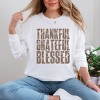 Thankful Grateful Blessed Block Distressed - Women's Garment Dyed Long Sleeve Graphic T-Shirt - 3 of 4