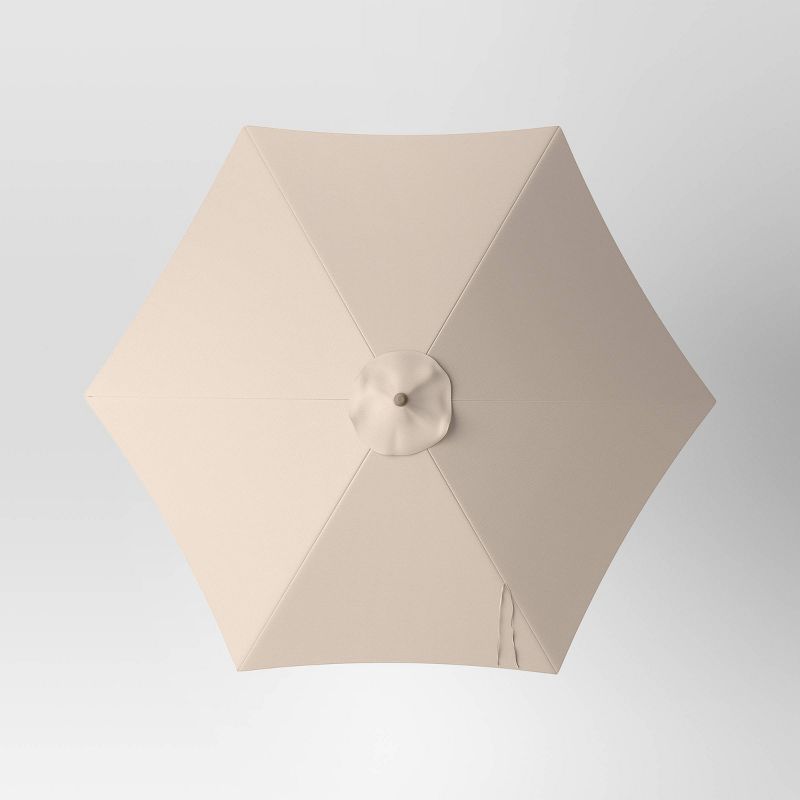  9' Round Outdoor Patio Market Umbrella with Light Wood Pole - Threshold™, 6 of 9