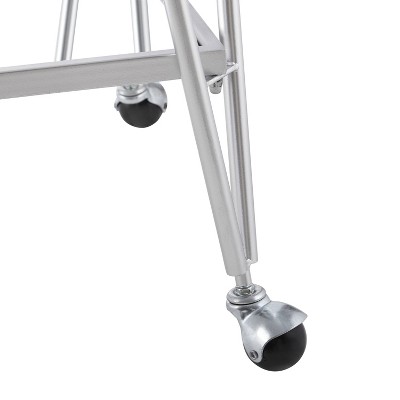 Mid-Century Modern Silver Mirrored Rectangular Bar Cart with Storage