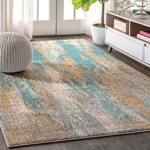 3'x5' Contemporary Pop Modern Abstract Vintage Waterfall Area Rug, Blue ...