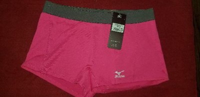 MIZUNO LOW RIDER WOMEN'S VOLLEYBALL SHORTS, FLAT FRONT NAVY W/ GRAY SIZE  SMALL,S