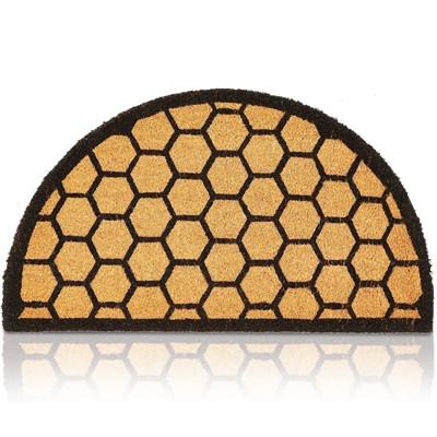 Natural Coir Semi-Circle Honeycomb Outdoor Welcome Mat