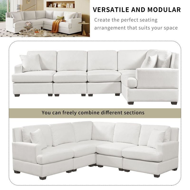 Sectional Modular Sofa with 2 Tossing Cushions and Solid Frame for Living Room - ModernLuxe, 4 of 15