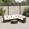 vidaXL Patio Sofa Set with Cushions Lounge Setting Outdoor Furniture Poly Rattan - Brown and Cream 7 Piece - 2 of 4