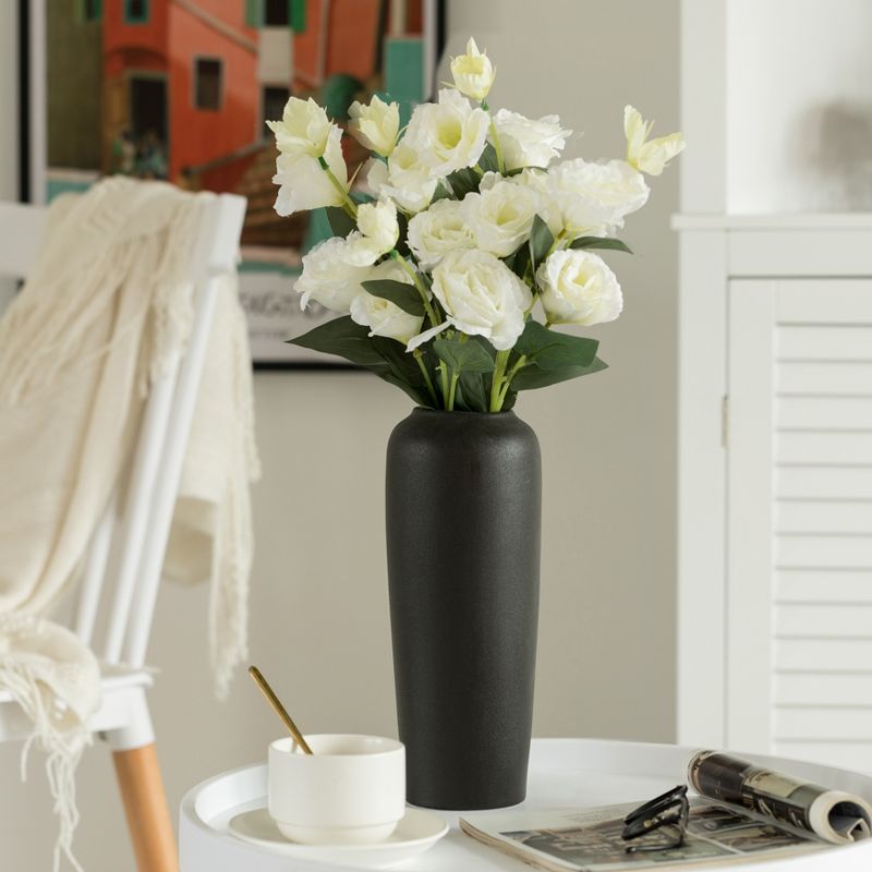 Contemporary Black Ceramic Cylinder Shaped Table Flower Vase Holder, 3 of 7