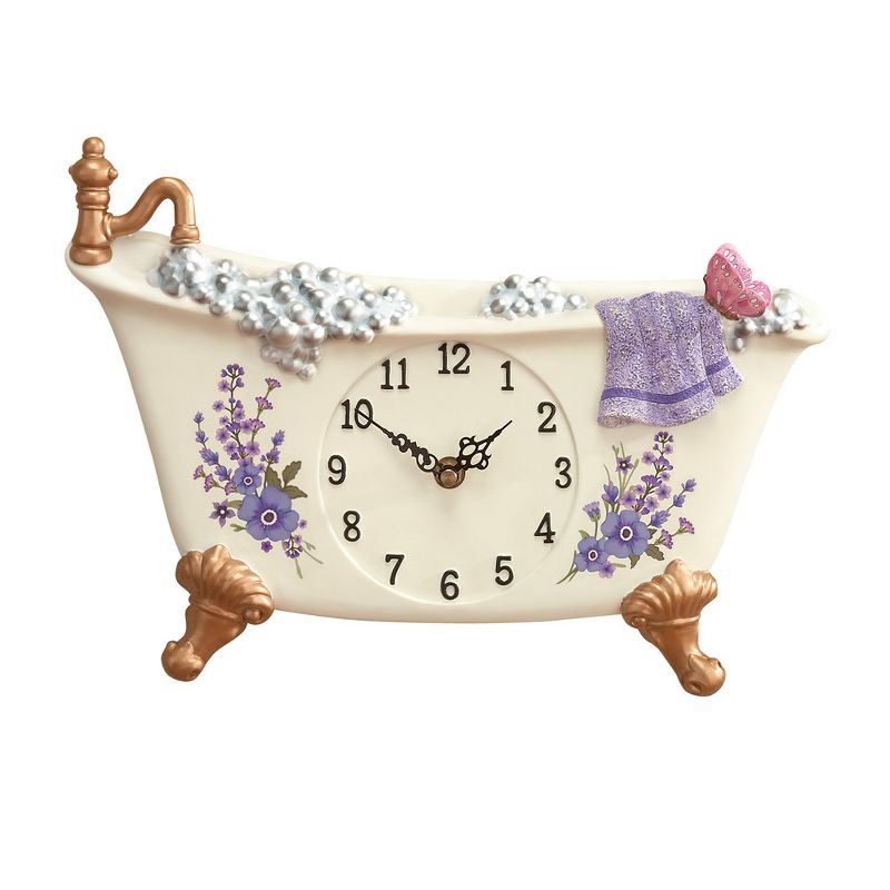 Collections Etc Lavender Bathtub Decorative Wall Clock 13 X 2 X 9 Purple, 1 of 3