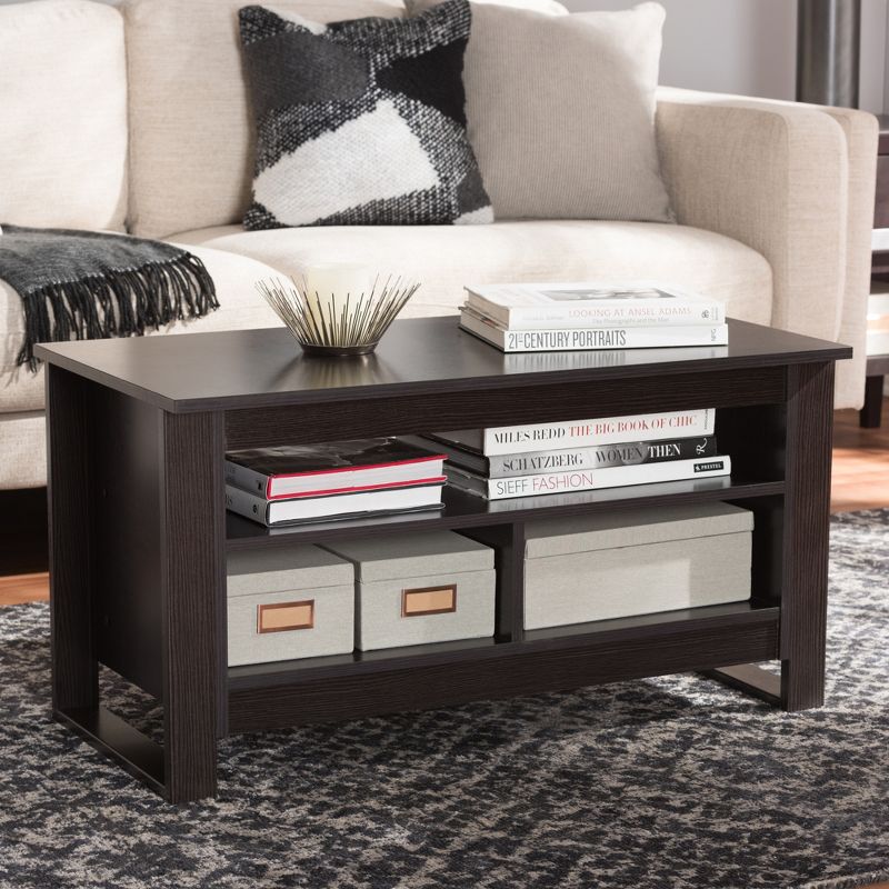 Nerissa Modern and Contemporary Finished Coffee Table Dark Brown - Baxton Studio, 6 of 9