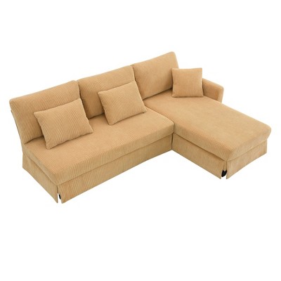NicBex Modern L Shape Sectional Sofa Corduroy Modular Couch with 3 Pillows for Living Room and Apartment