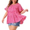 Agnes Orinda Women's Plus Size Polka Dots Casual Round Neck Flutter Sleeve Peplum Babydoll Blouses - 2 of 4