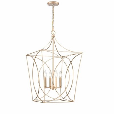 Tracy 18" Matte Black Contemporary Caged Pendant Light