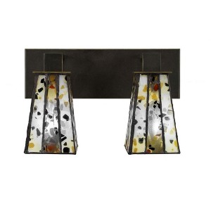 Toltec Lighting Apollo 2 - Light Vanity in  Dark Granite with 5" Square Fiesta Art Glass Shade - 1 of 1