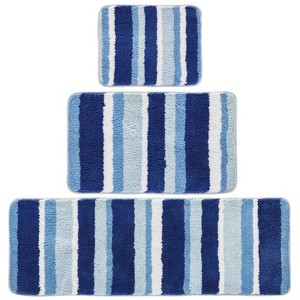 mDesign Striped Microfiber Bathroom Spa Mat Rugs/Runner, Set of 3 - 1 of 4
