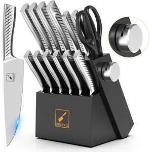 imarku 14pcs Knife Sets for Kitchen with Block,Kitchen Knife Set with Built-in Sharpener,Stainless Steel Chef Knife Set with Lightning Stripes Handle - 1 of 4
