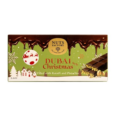 Nuts Factory Christmas Dubai Milk Chocolate Pistachio Bar. Ranked #1 in the World.  (2 Premium Bar Packs)
