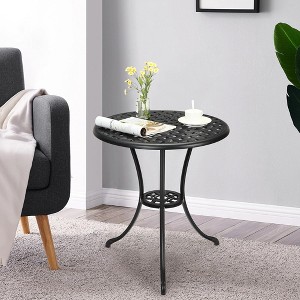 Patio Bistro Table, 24" Round Outdoor Coffee Table with 2" Umbrella Hole - 1 of 4