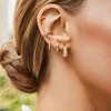 14K Gold Plated Triple Huggie Illusion Stud Earrings | Double Huggie Hoop Earrings for One Hole | Gold Hoop Earrings for Women - 3 of 4